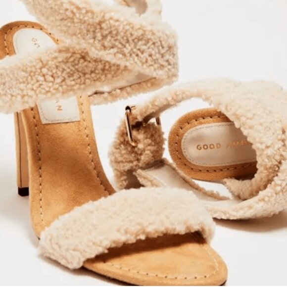 Good American Sherpa Sandals Heels Size 7 - Picture 4 of 7